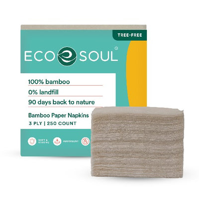 Eco-friendly 3-ply bamboo paper napkins, sustainable alternative to traditional napkins