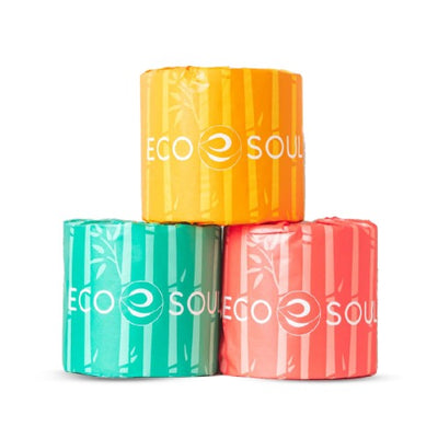 Eco Soul Bamboo Toilet Paper 3-ply, 300 sheets per roll. Sustainable and soft alternative to traditional toilet paper.