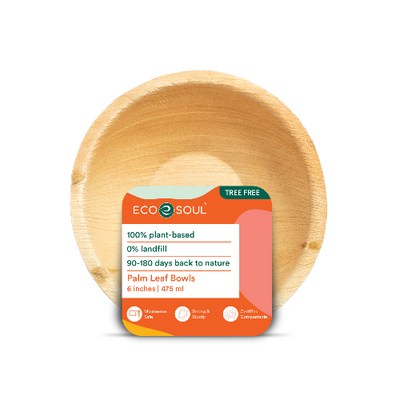  Eco Soul 16 oz compostable 6 Inch round made of palm leaf.