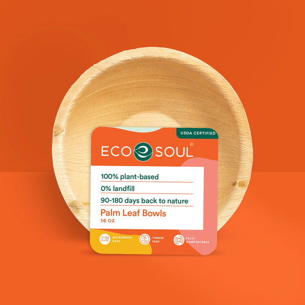 16 oz Compostable 6 Inch Round Palm Leaf Bowls (STEAL DEAL)