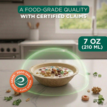 7 oz Compostable 5 Inch Round Bamboo Bowls