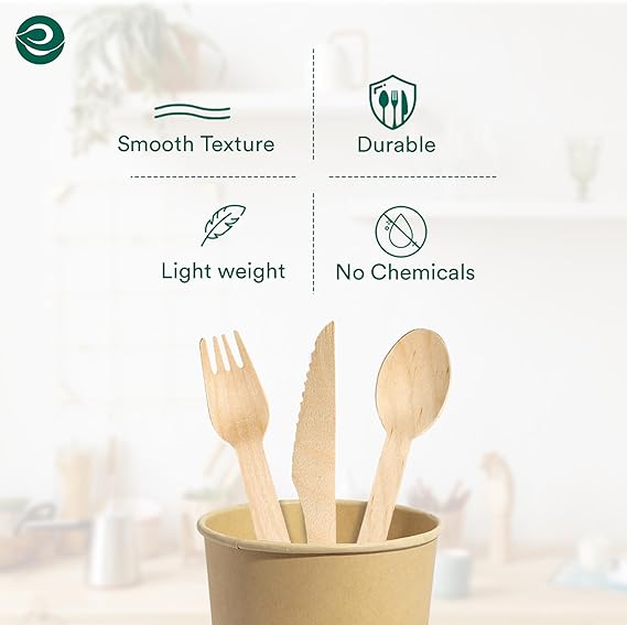 Compostable Wooden Cutlery Set - 350 Count