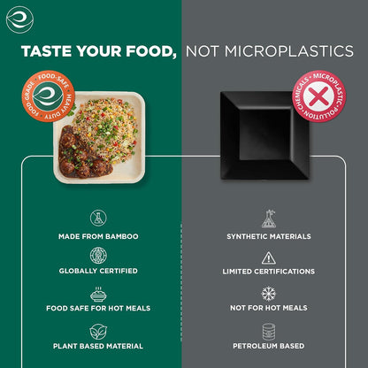 10 Inch Square Compostable Bamboo Plates