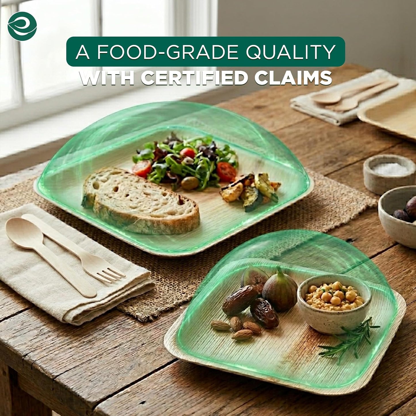 10 Inch & 7 Inch Square Compostable Bamboo Plates