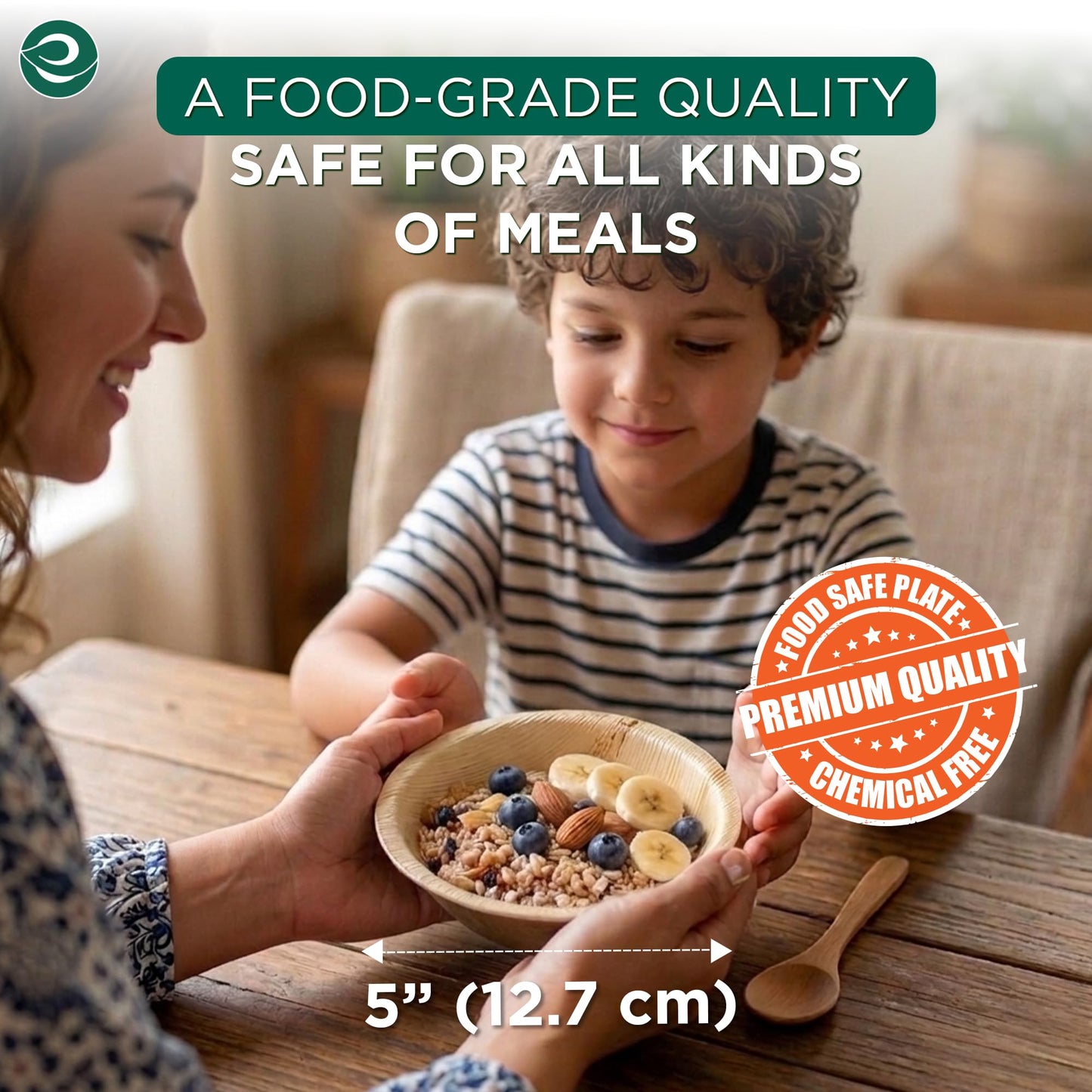 7 oz Compostable 5 Inch Round Bamboo Bowls