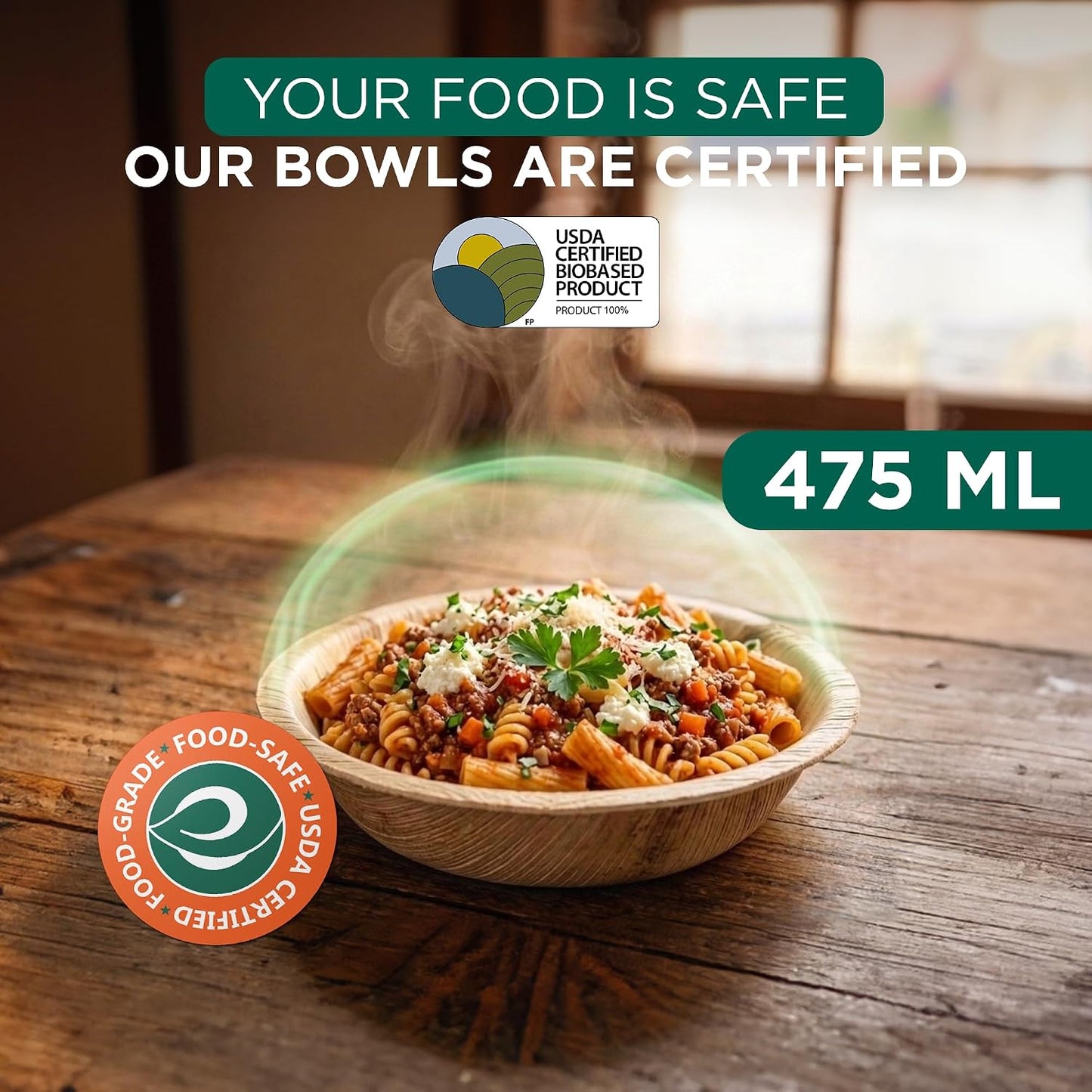 16 oz Compostable 6 Inch Round Bamboo Bowls