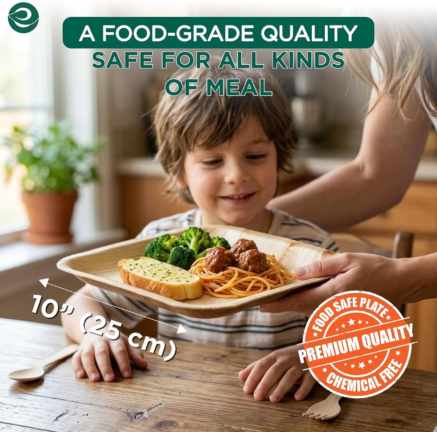 10 Inch Square Compostable Bamboo Plates