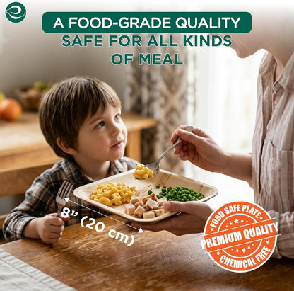 8 Inch Square Compostable Bamboo Plates