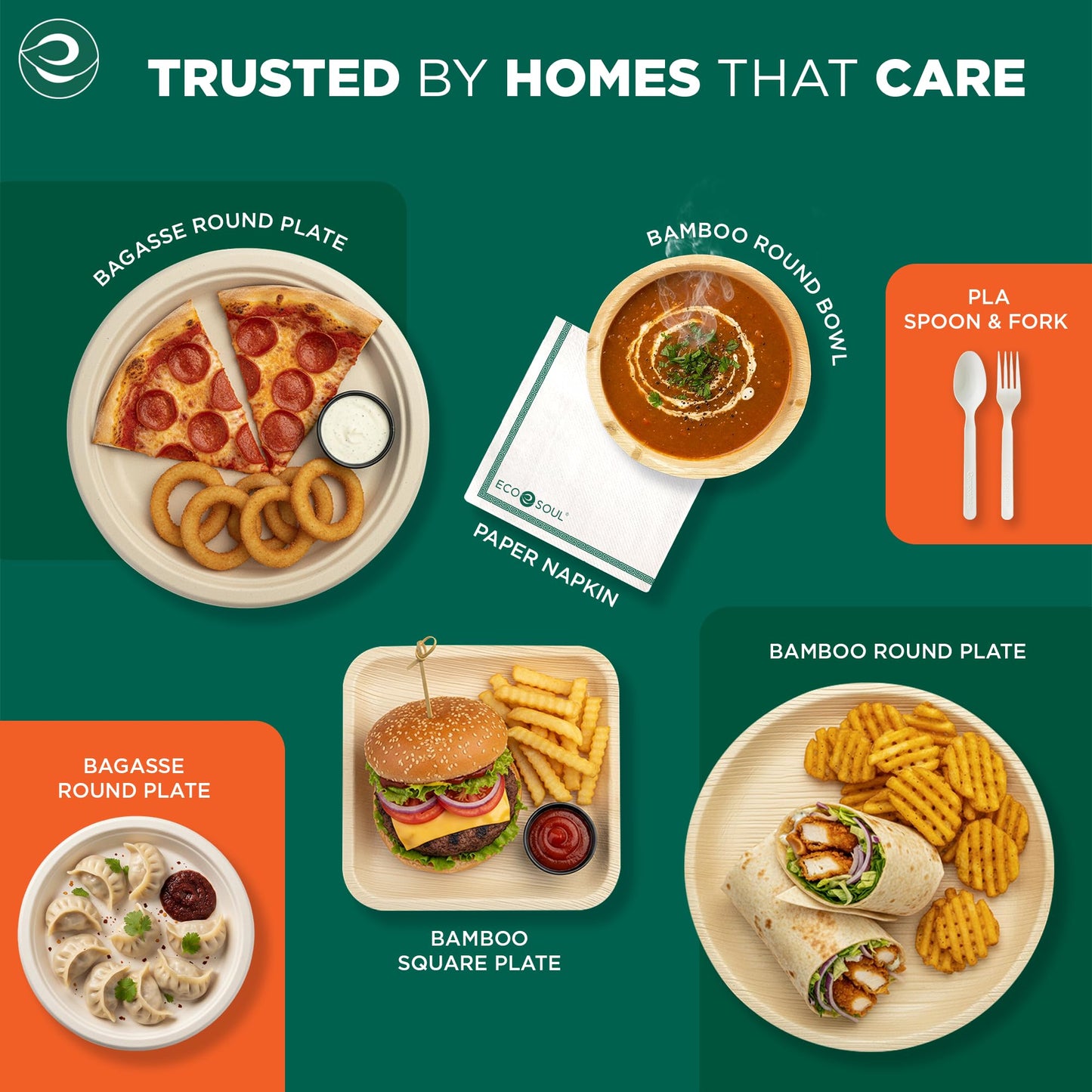 10 Inch Round Compostable Bamboo Plates