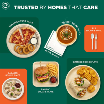 10 Inch Round Compostable Bamboo Plates