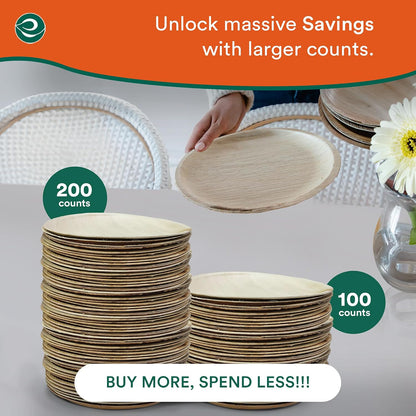6 Inch Round Compostable Bamboo Plates