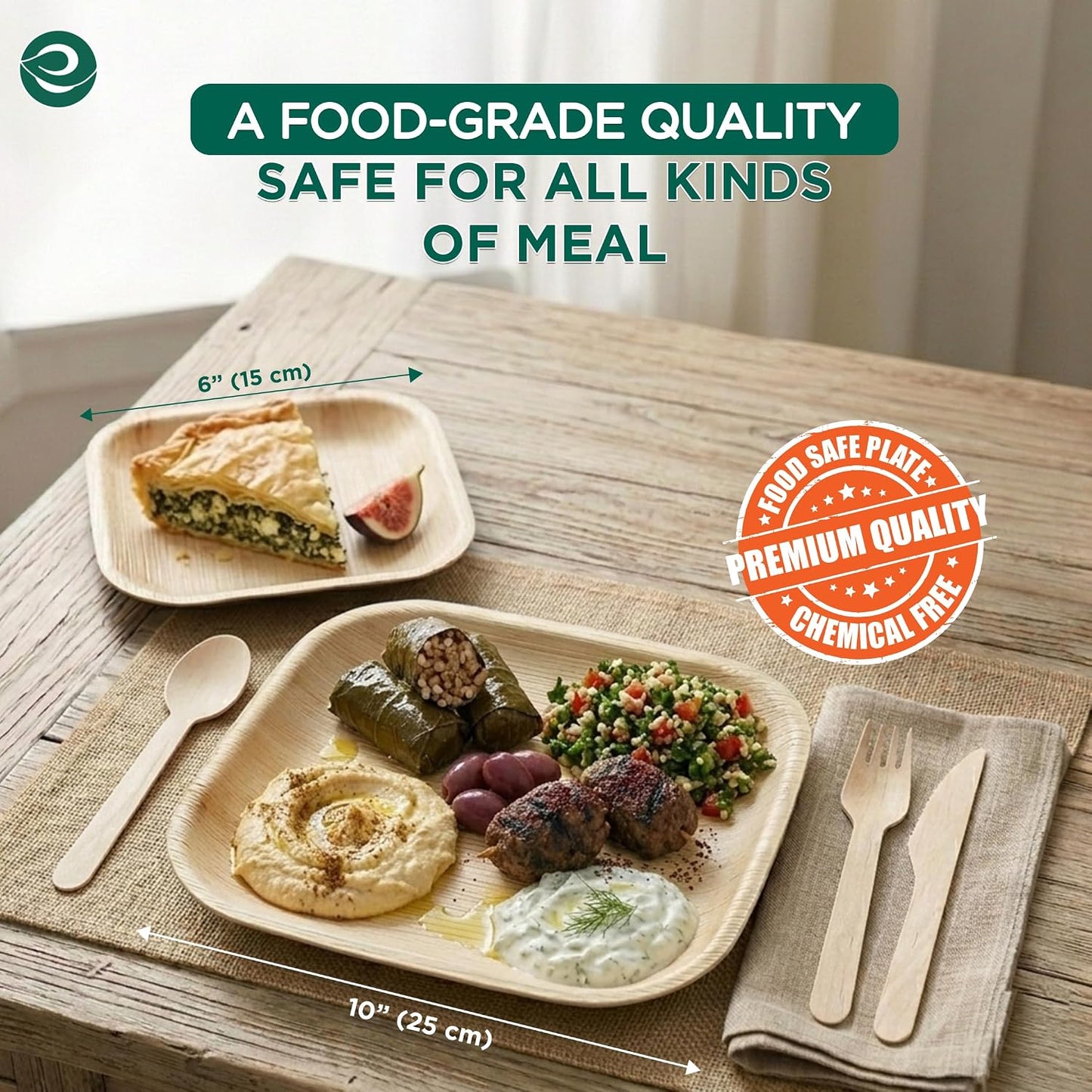 10 Inch & 7 Inch Square Compostable Bamboo Plates