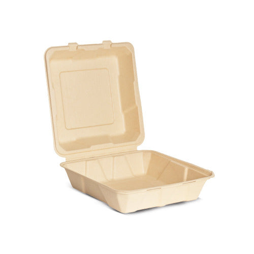 Sustainable 9 Inch Square Compostable Clamshell take out container