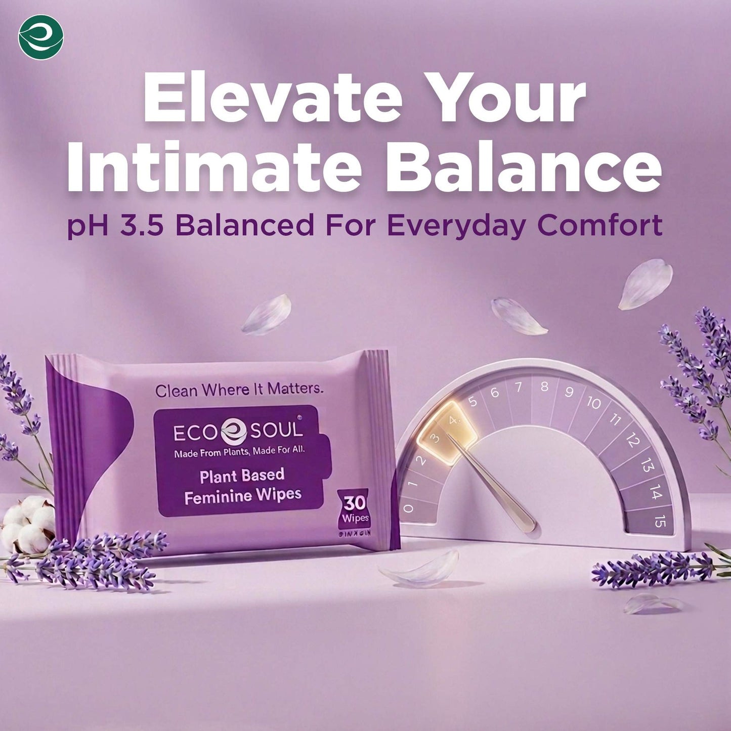 EcoSoul Plant-Based Feminine Wipes For Women| 30 Eco-Friendly Wipes Each (Pack of 4)