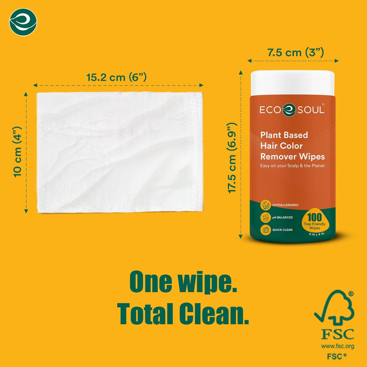 ECO SOUL Plant-Based Hair Color Remover Wipes for Skin & Scalp (50 Count, Pack of 1)