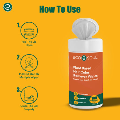 ECO SOUL Plant-Based Hair Color Remover Wipes for Skin & Scalp (50 Count, Pack of 1)
