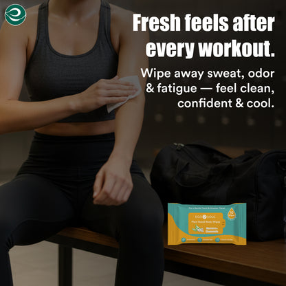 EcoSoul Plant-Based Shower Body Wipes with Aloe Vera & Chamomile  [6 x Pack of 10]