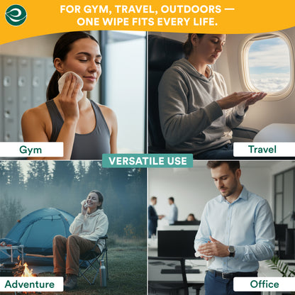 EcoSoul Plant-Based Shower Body Wipes with Aloe Vera & Chamomile  [6 x Pack of 10]