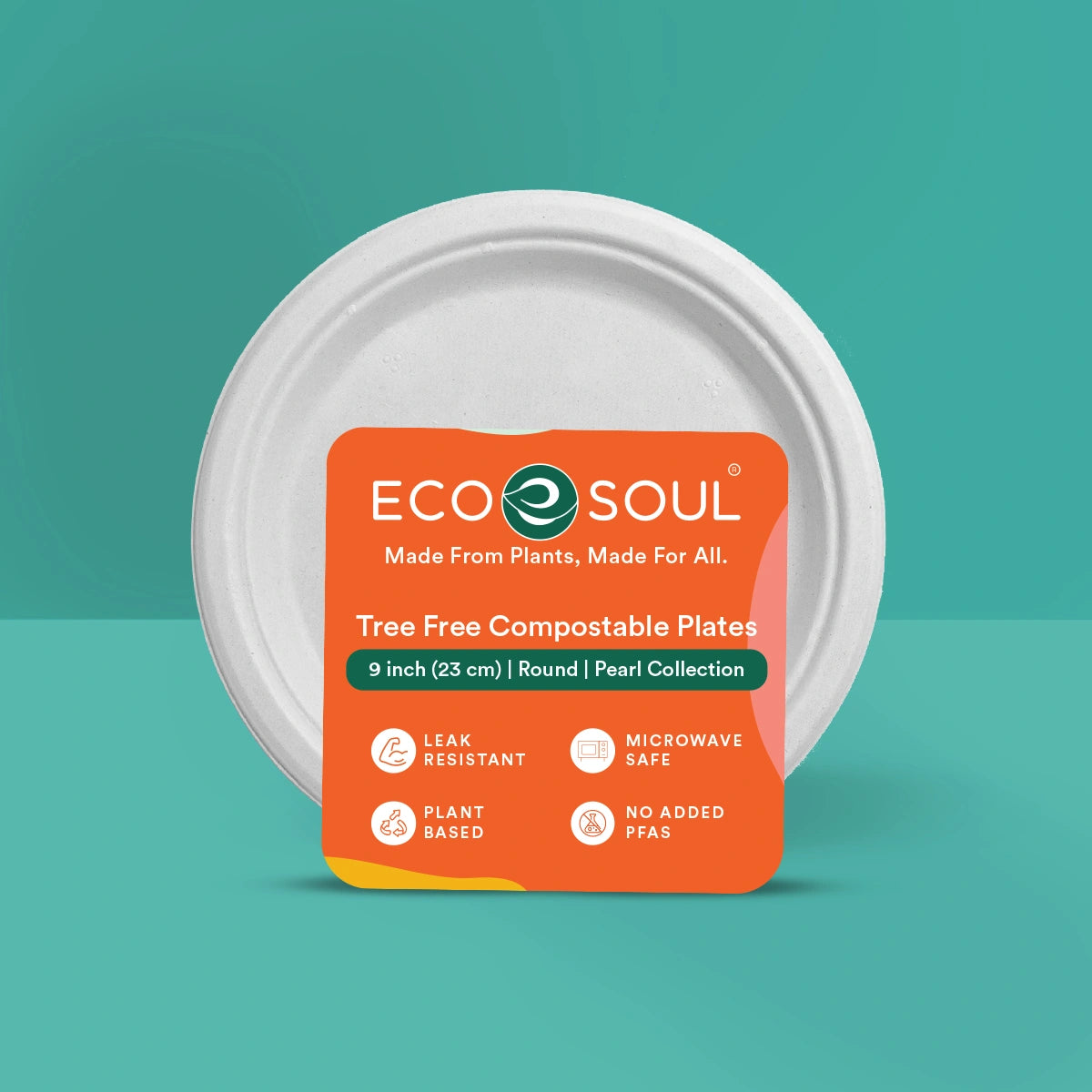 9 inch round pearl white bagasse plate