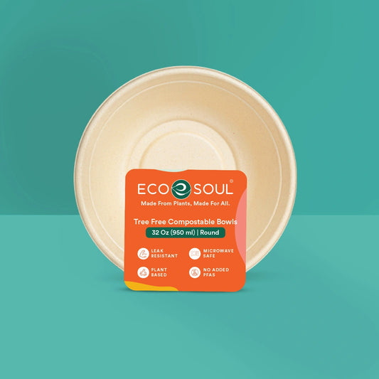 Compostable Bagasse Bowls Size is 32 Oz