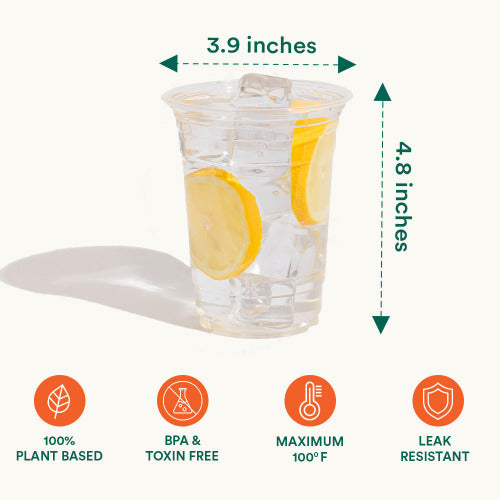 Lemon juice in a glass, highlighting 16oz Compostable Party Cups features and benefits.