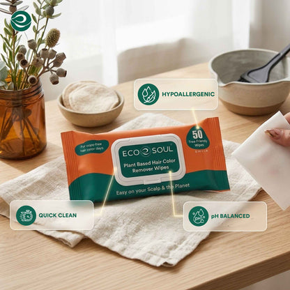 ECO SOUL Plant-Based Hair Color Remover Wipes for Skin & Scalp (50 Count, Pack of 1)