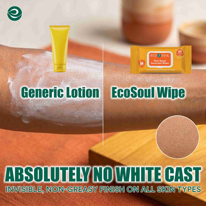 ECO SOUL Plant-Based Sunscreen Wipes SPF 50 PA+++ (30 Count, Pack of 1)