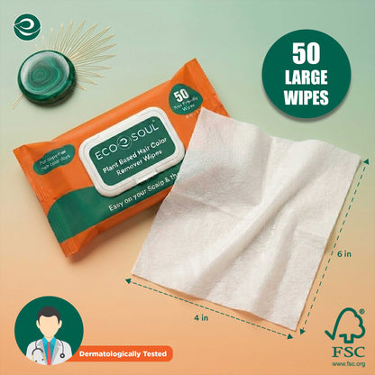 ECO SOUL Plant-Based Hair Color Remover Wipes for Skin & Scalp (50 Count, Pack of 1)