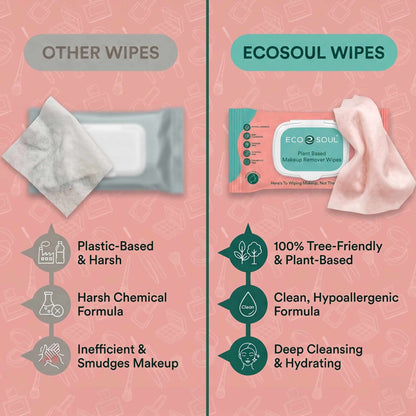 ECO SOUL Plant-Based Makeup Remover Wipes (30 Count, Pack of 2)