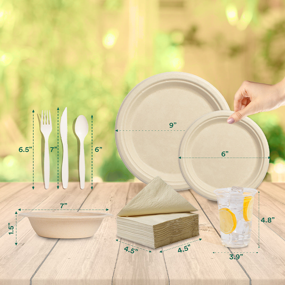 Round Compostable Dinnerware Set – EcoSoul Home
