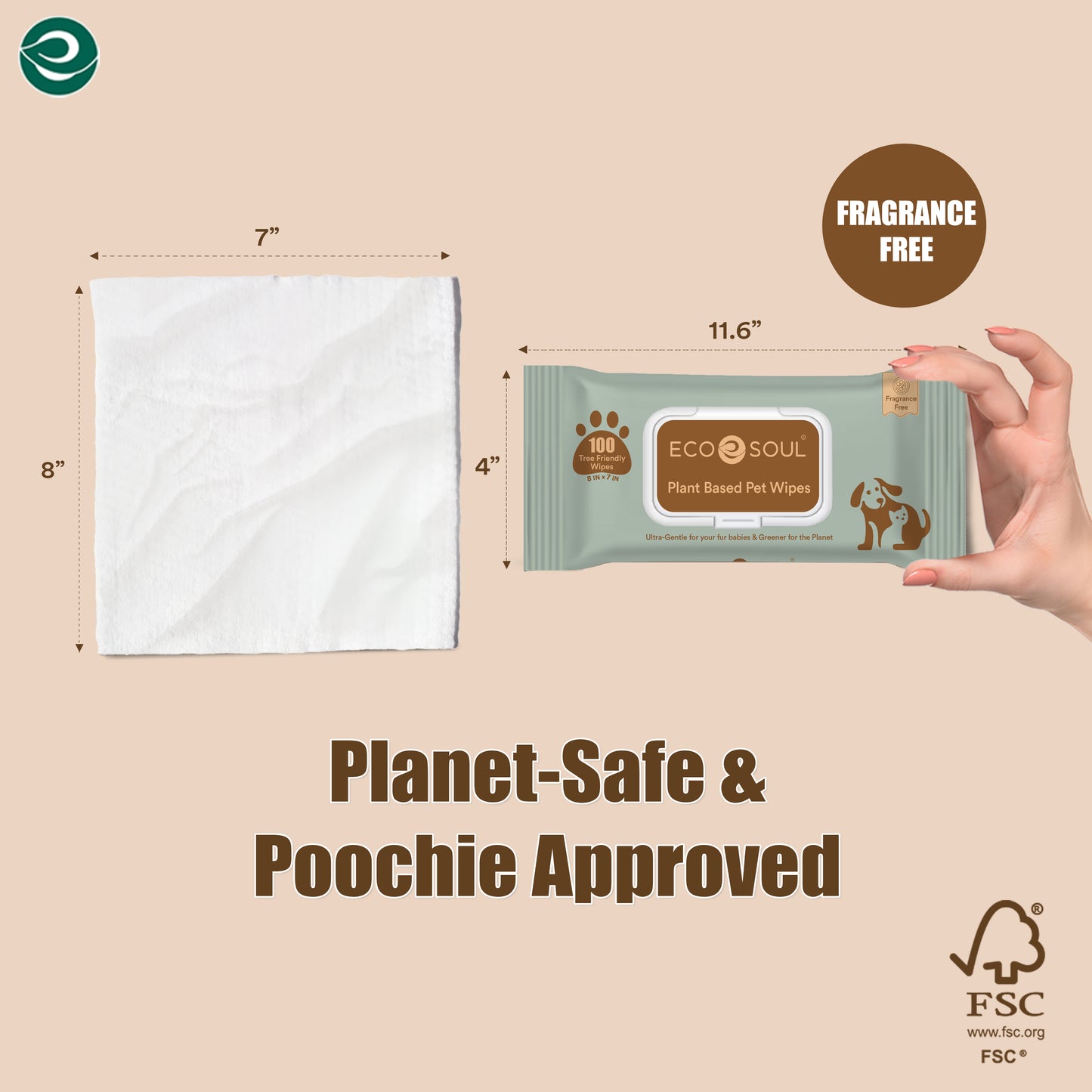 Pet Wipes for Dogs & Cats  with Aloe & Glycerin | Pack of 2 (200 Wipes)