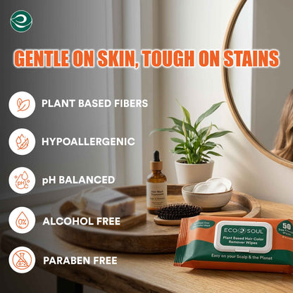 ECO SOUL Plant-Based Hair Color Remover Wipes for Skin & Scalp (50 Count, Pack of 1)