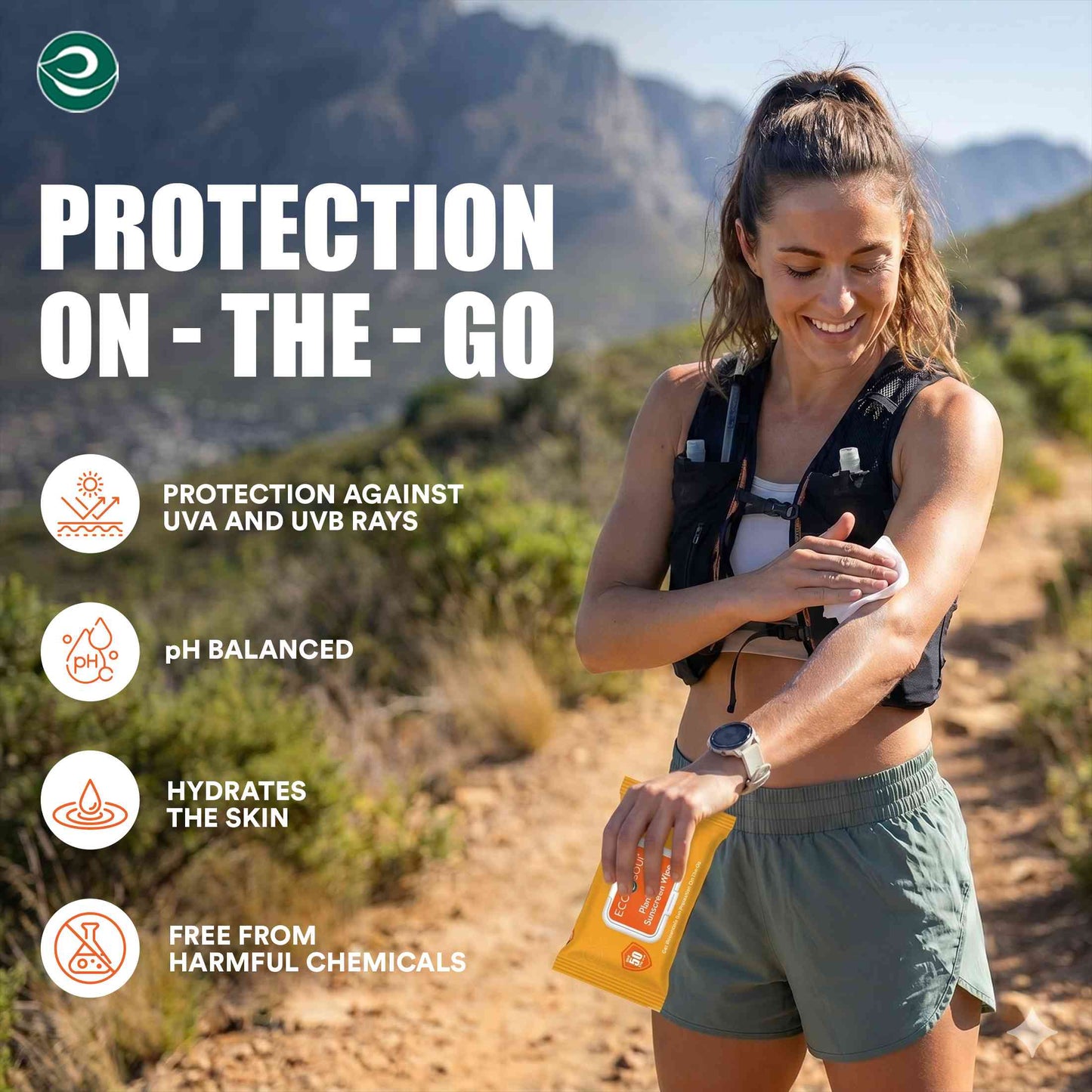 ECO SOUL Plant-Based Sunscreen Wipes SPF 50 PA+++ (30 Count, Pack of 1)