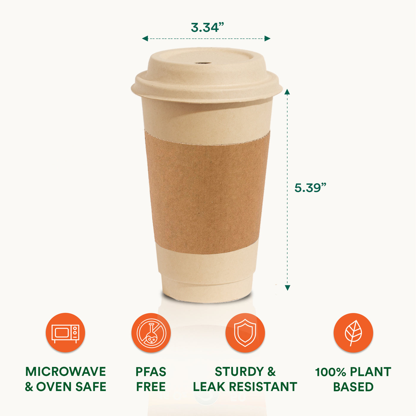 Compostable Hot Cups With Lids & Sleeves 16oz