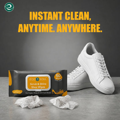 ECO SOUL Scrub & Shine Shoe Cleaning Wipes (50 Count, Pack of 2)