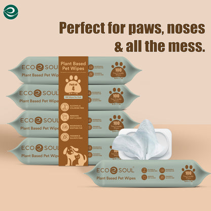 Pet Wipes for Dogs & Cats  with Aloe & Glycerin | Pack of 2 (200 Wipes)