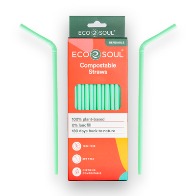 Compostable bendable straws made from PLA: eco-friendly alternative for single-use plastic straws
