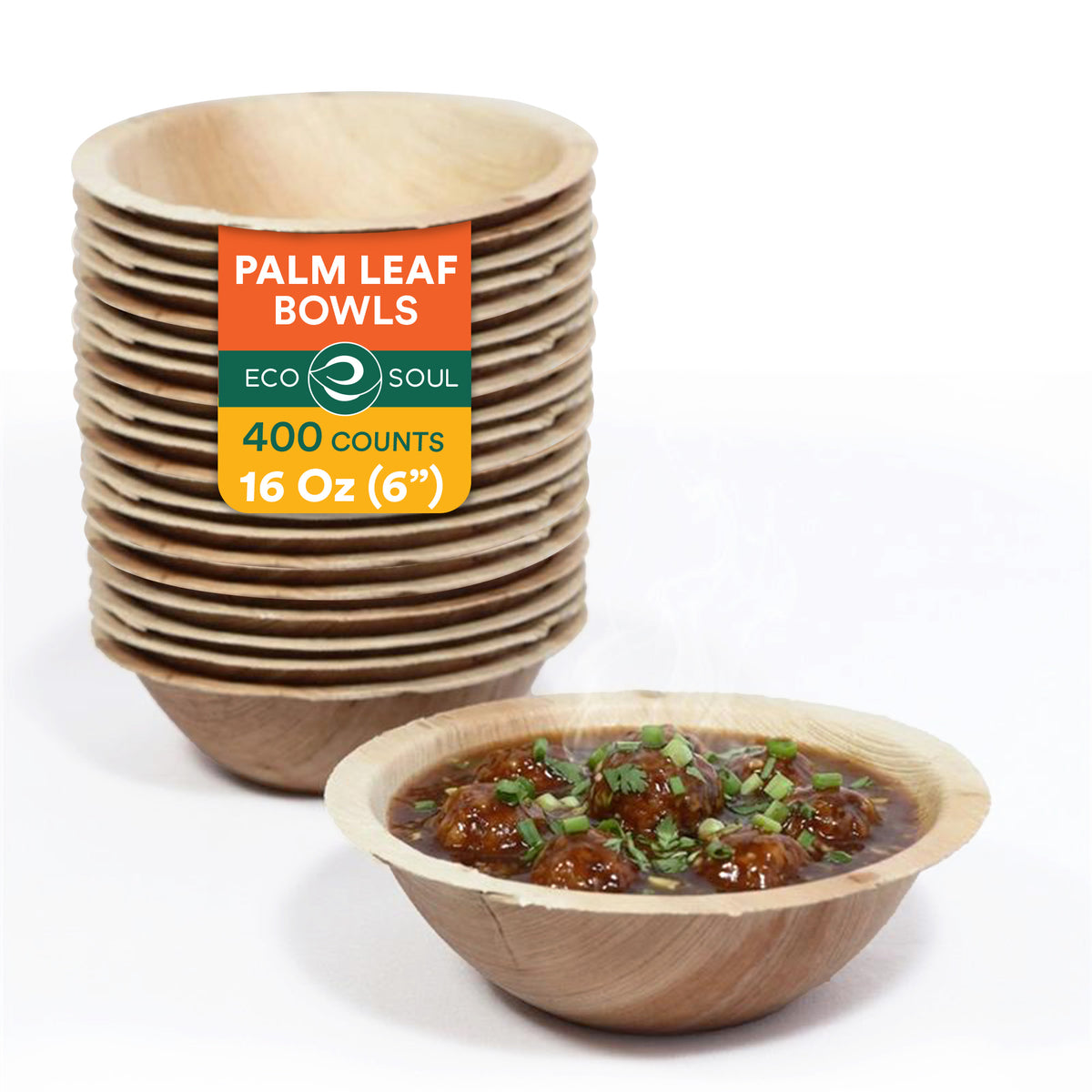 16 oz Compostable 6 Inch Round Bamboo Bowls