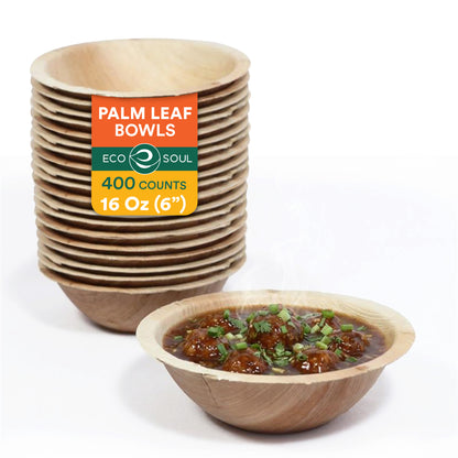 16 oz Compostable 6 Inch Round Bamboo Bowls