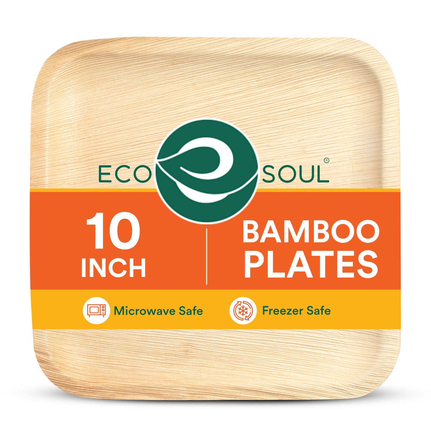 10 Inch Square Compostable Bamboo Plates