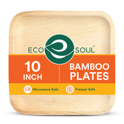 10 Inch Square Compostable Bamboo Plates