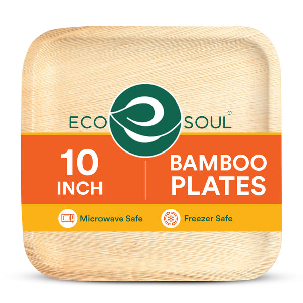 10 Inch Square Compostable Bamboo Plates
