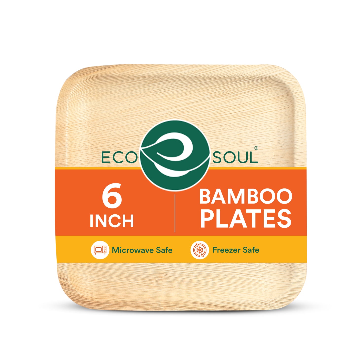6 Inch Square Compostable Bamboo Plates