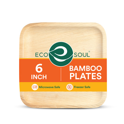 6 Inch Square Compostable Bamboo Plates