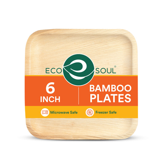 6 Inch Square Compostable Bamboo Plates