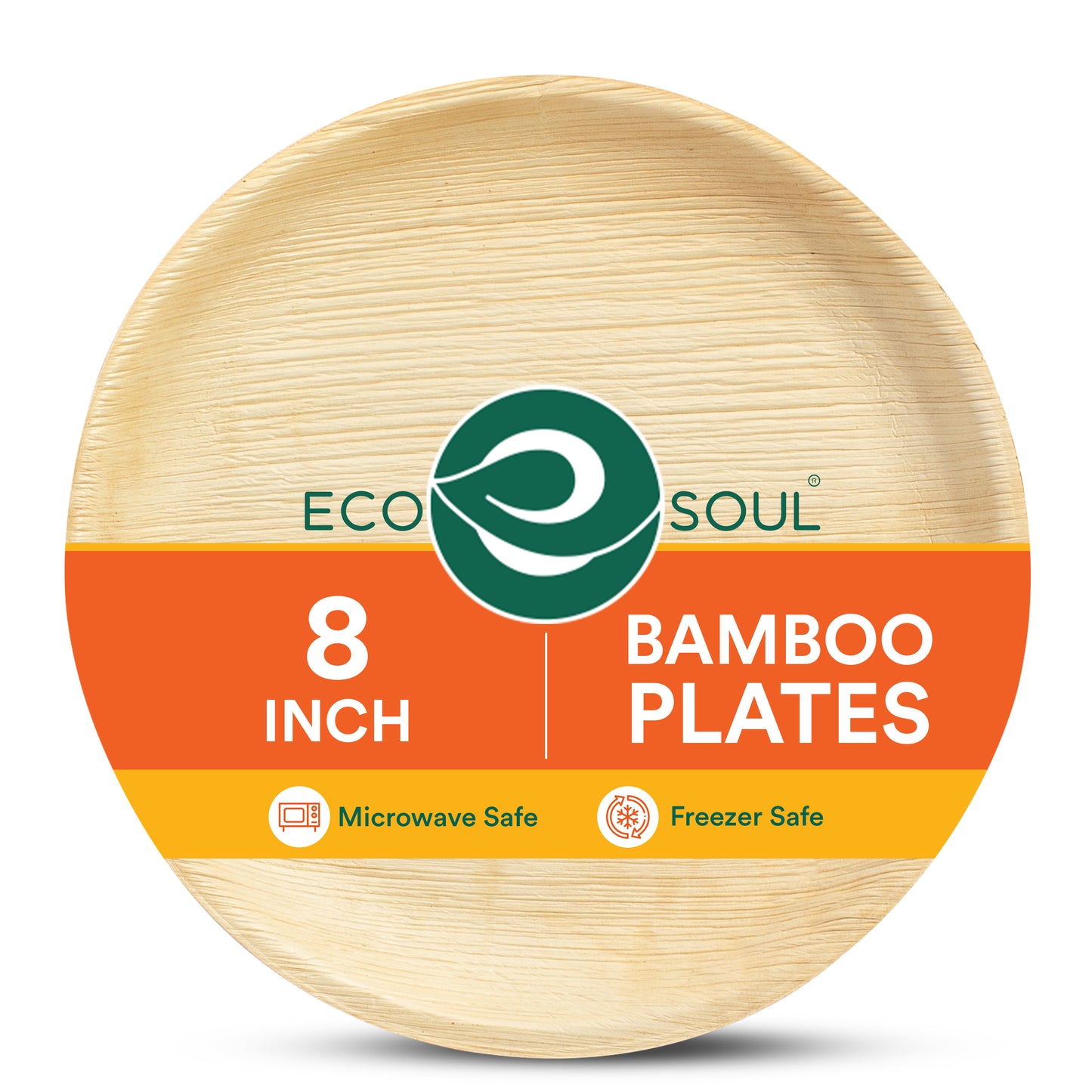 8 Inch Round Compostable Bamboo Plates