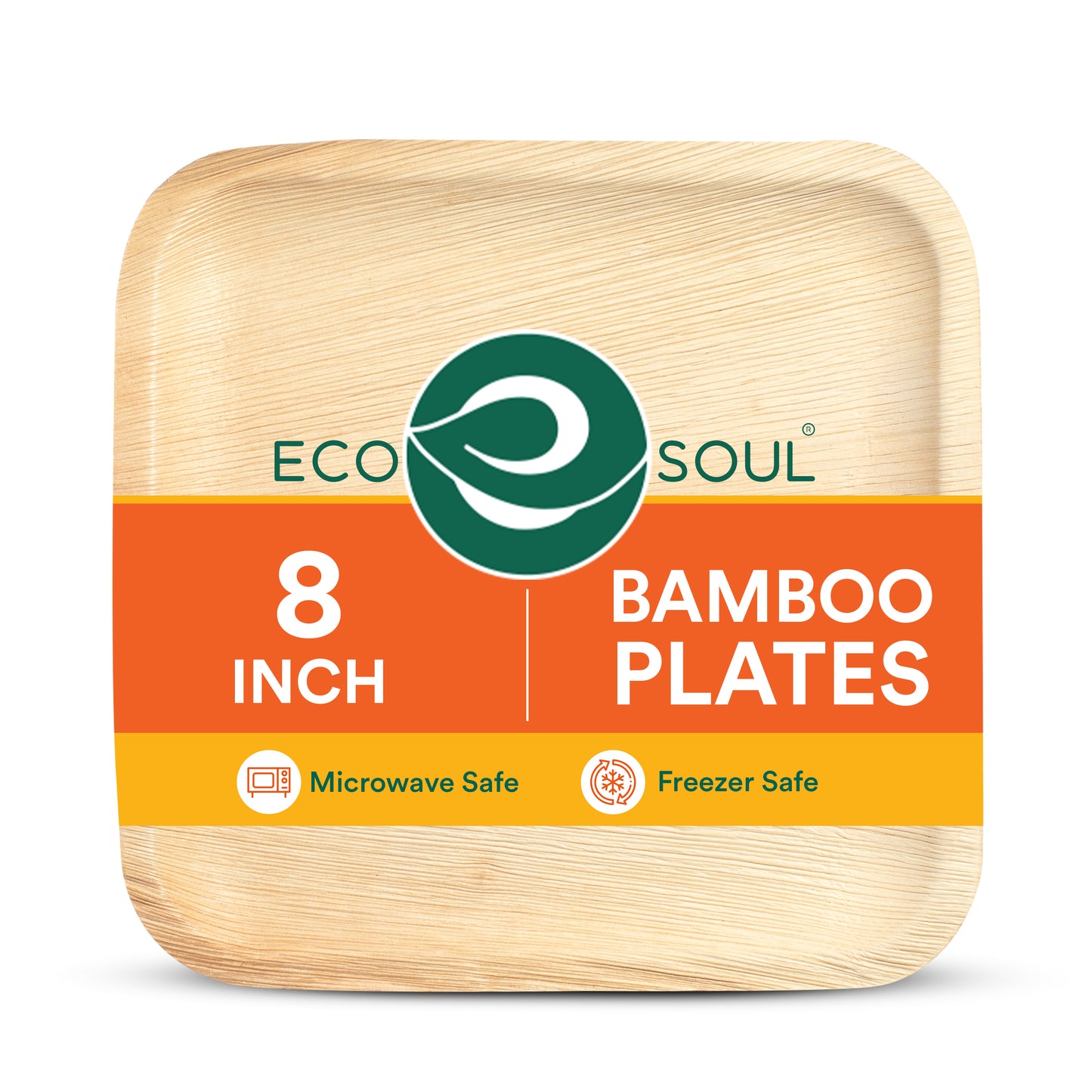 8 Inch Square Compostable Bamboo Plates