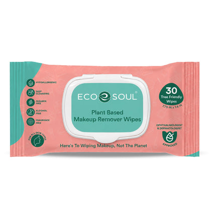 ECO SOUL Plant-Based Makeup Remover Wipes (30 Count, Pack of 2)