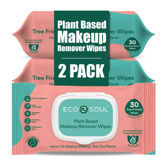 ECO SOUL Plant-Based Makeup Remover Wipes (30 Count, Pack of 2)