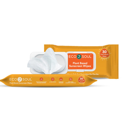 ECO SOUL Plant-Based Sunscreen Wipes SPF 50 PA+++ (30 Count, Pack of 1)